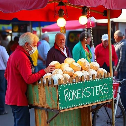 A vendor selling koeksisters at a market in Bo-Kaap.